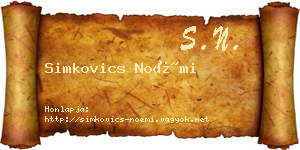 Simkovics Noémi névjegykártya