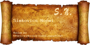 Simkovics Noémi névjegykártya